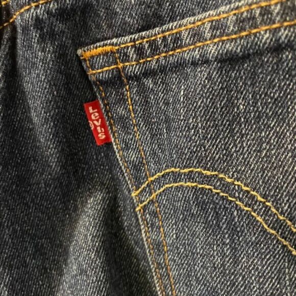 Dark Blue Denim Jean Shorts Cut Offs 29W Original Levi's Womens Fray high Waist - Picture 4 of 10